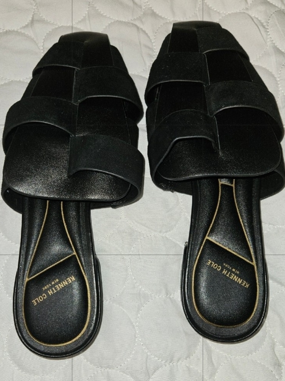 Kenneth Cole Black Woven Slide Mules